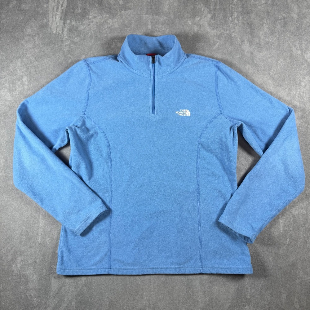TNF TKA 100 Fleece Pullover Womens Large Blue 1/4 Zip